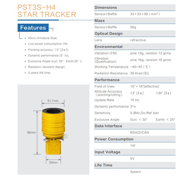 PST3S-H4 Star Tracker Parameter