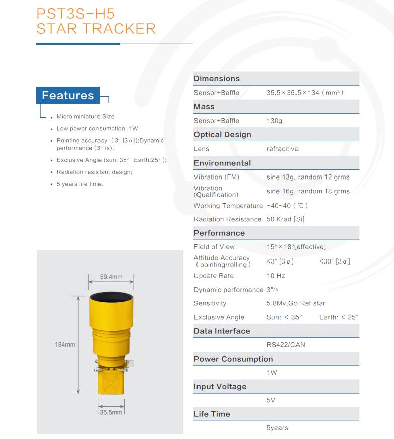 PST3S-H5 Star Tracker Parameter