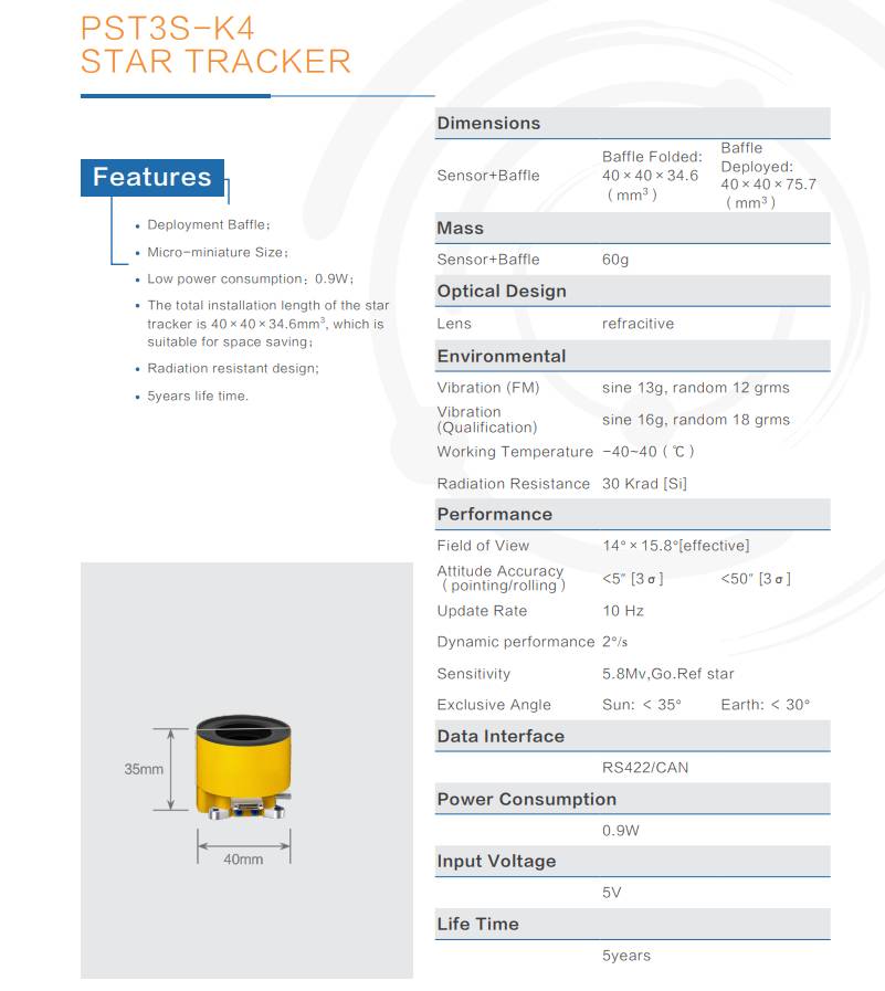 PST3S-K4 Star Tracker Parameter